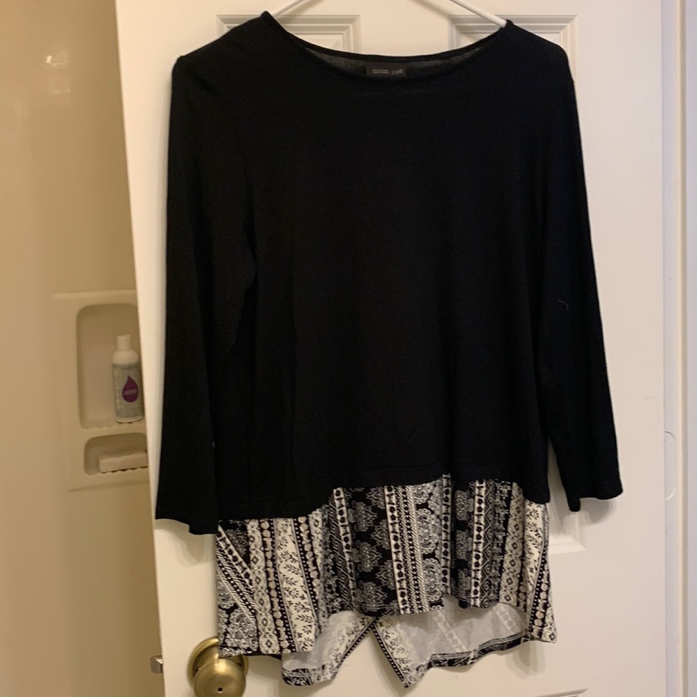 J Jill black wearever collection black 3/4 sleeve top